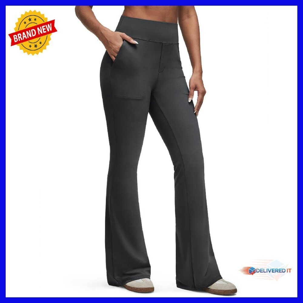 High Waisted Bootcut Yoga Pants with Pockets - Flare Leggings for Work & Active